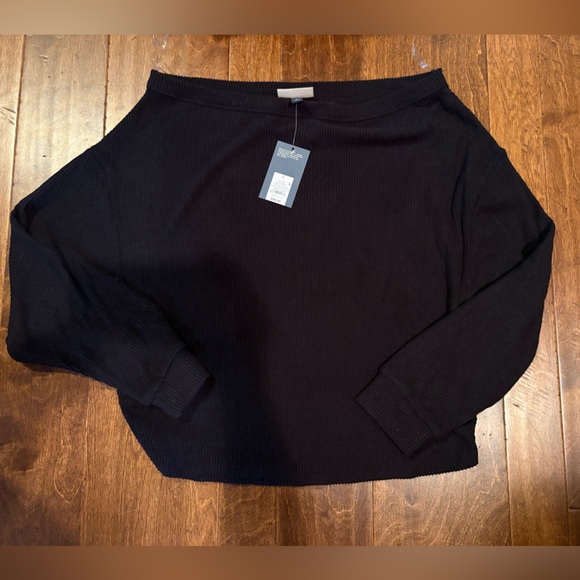 NWT Black Ribbed Off-Shoulder Sweater - Picture 4 of 5